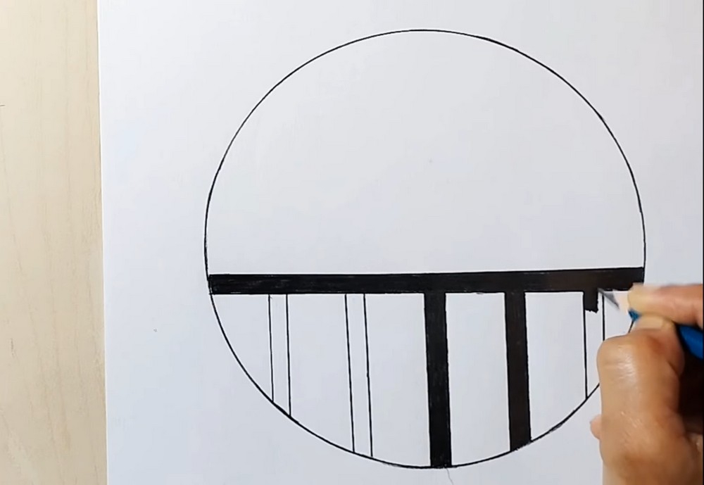 Circle Scenery Drawing