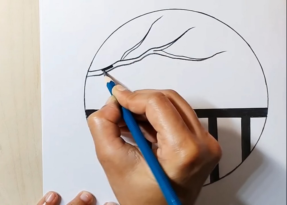 Circle Scenery Drawing