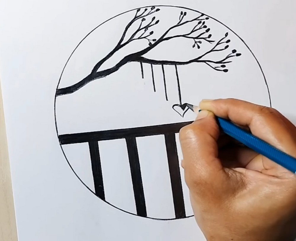 Circle Scenery Drawing