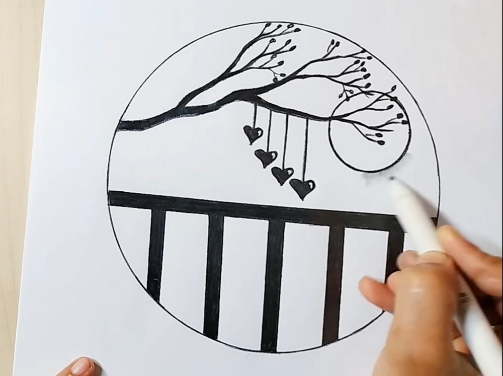 Circle Scenery Drawing