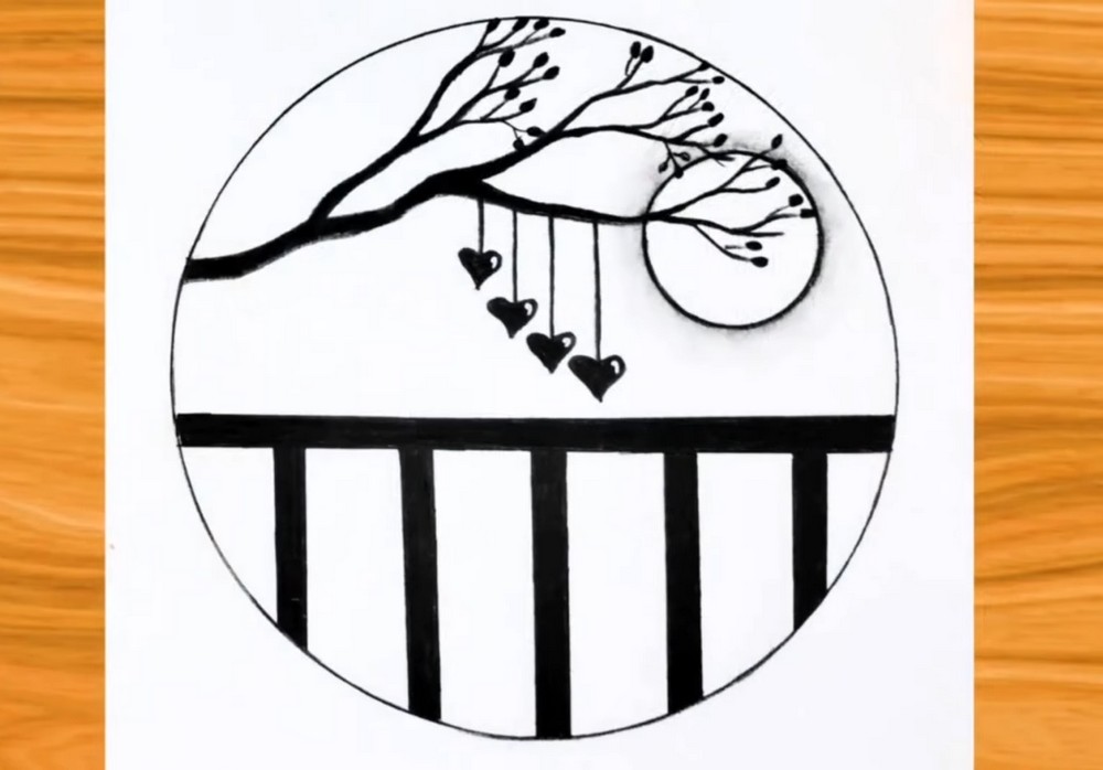 Circle Scenery Drawing