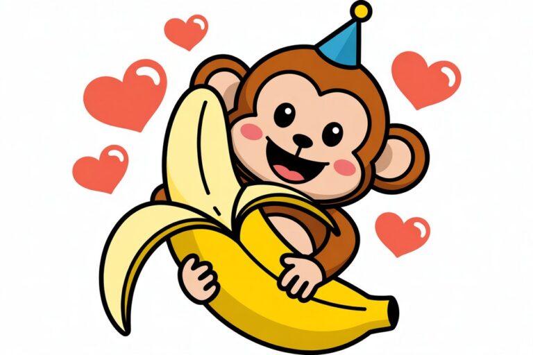 Cute Monkey with Banana Drawing