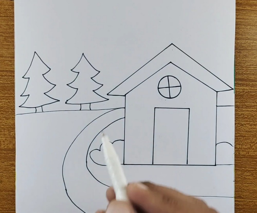 Easy Colorful House Drawing