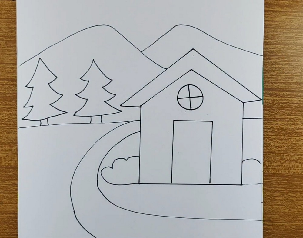 Easy Colorful House Drawing