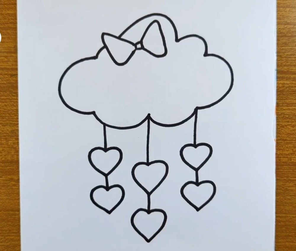 How to Draw Cute Cloud with Hearts
