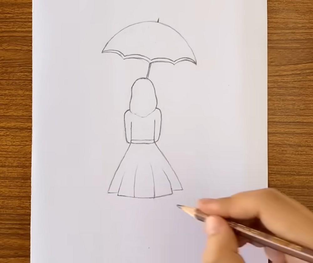How to Draw a Girl with Umbrella Step by Step