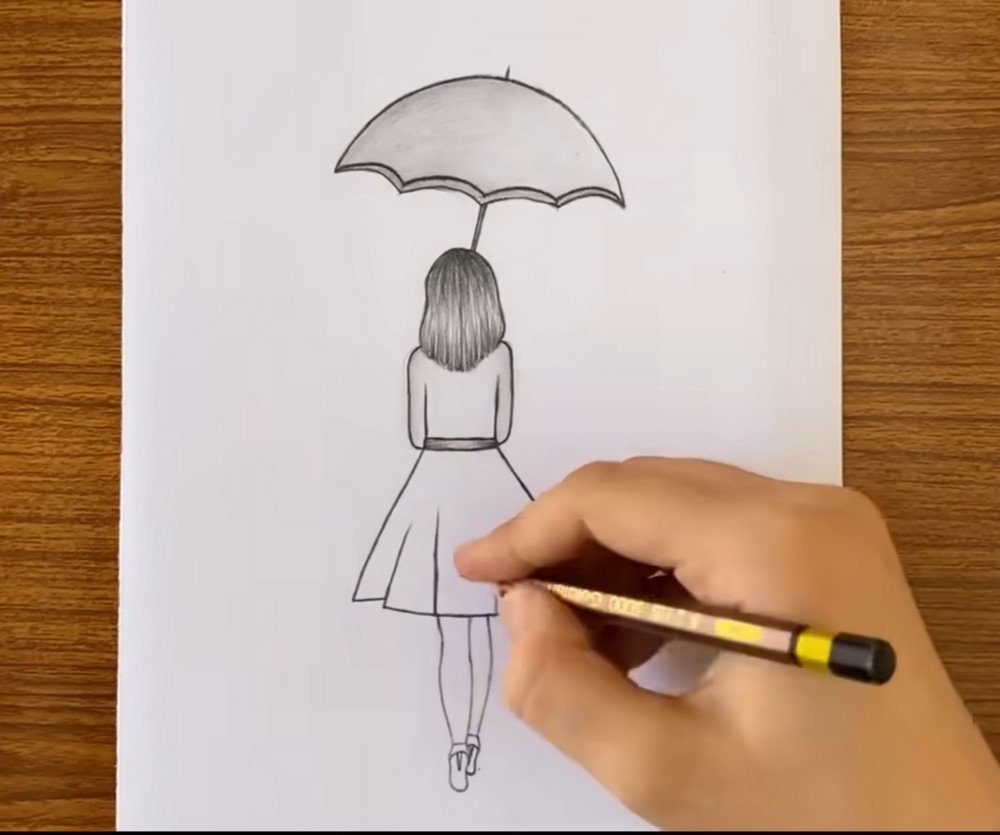 How to Draw a Girl with Umbrella Step by Step