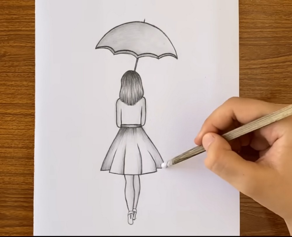 How to Draw a Girl with Umbrella Step by Step