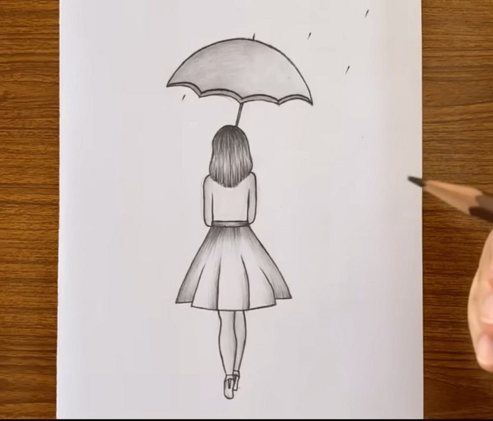 How to Draw a Girl with Umbrella Step by Step
