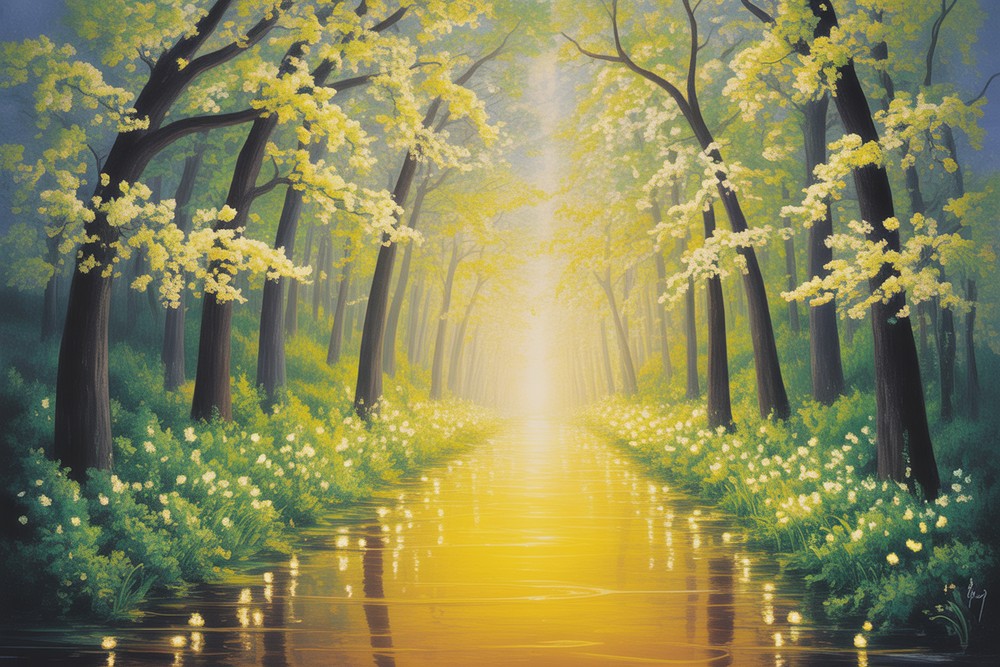 Painting a Yellow Forest Roadf