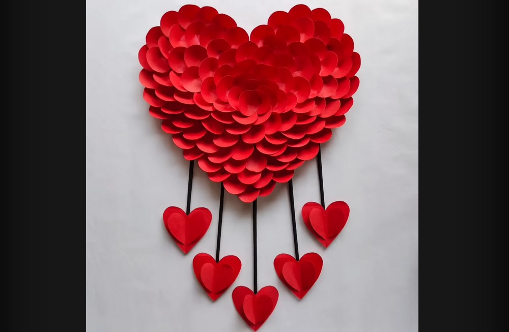 Paper heart wall hanging