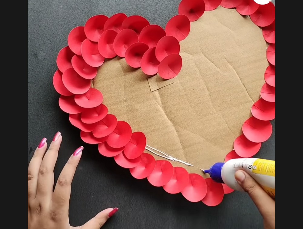 Paper heart wall hanging