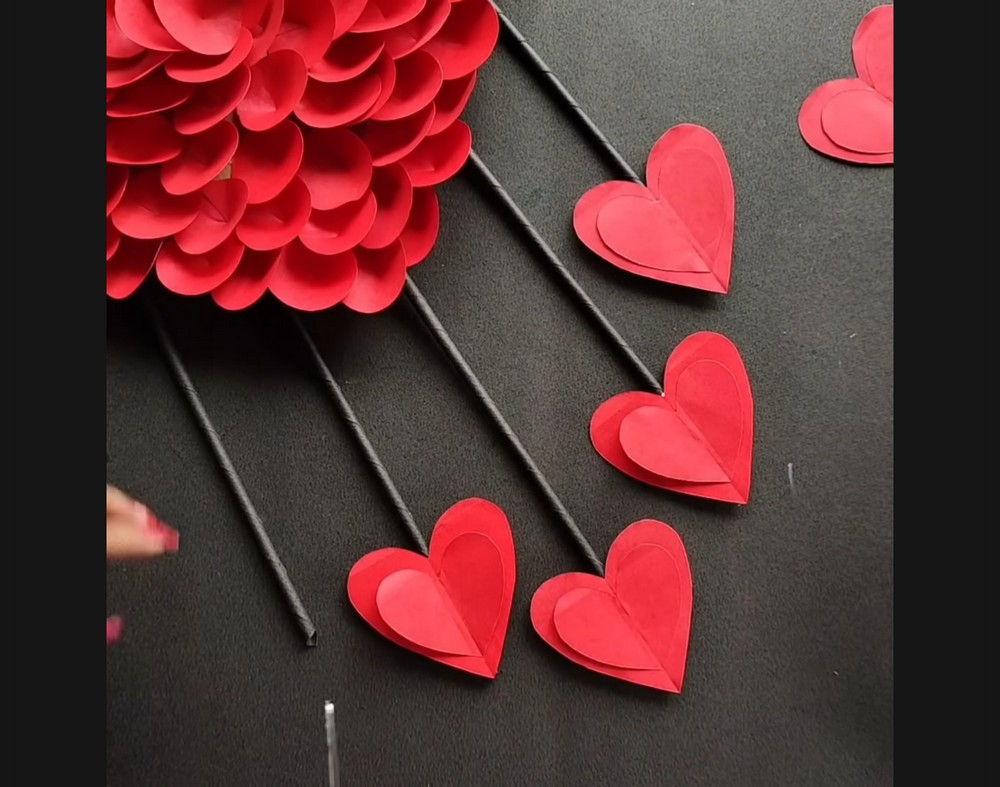 Paper heart wall hanging