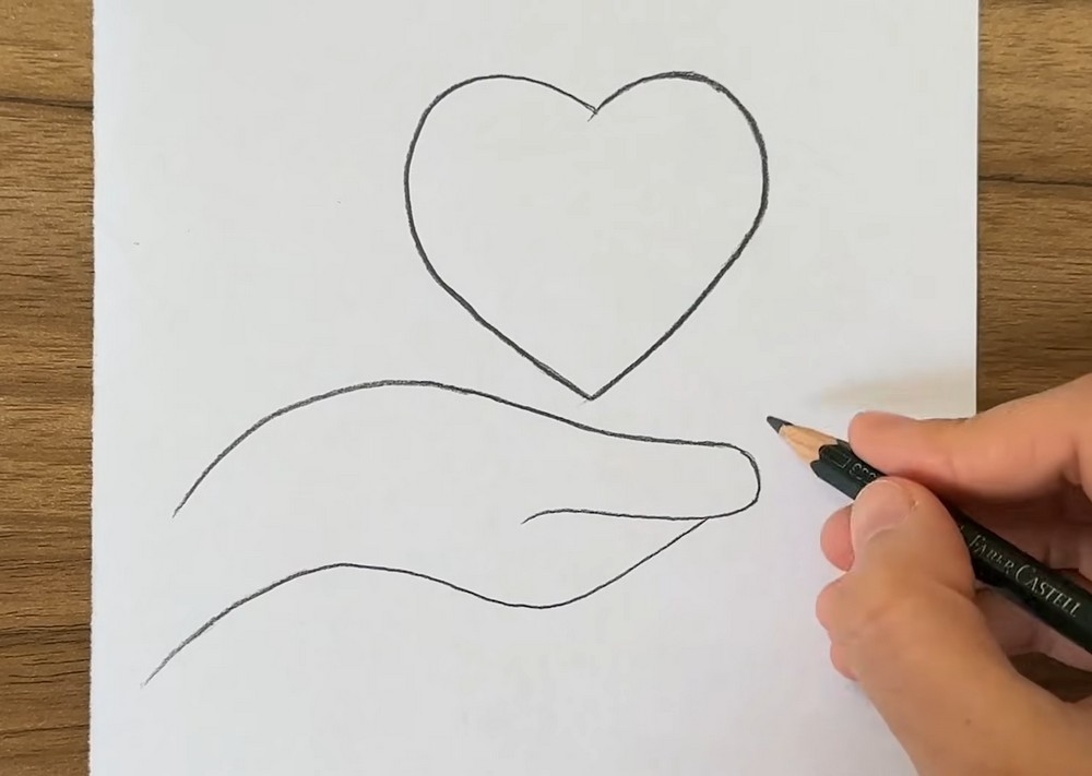 Pencil Drawing of Hand with Heart