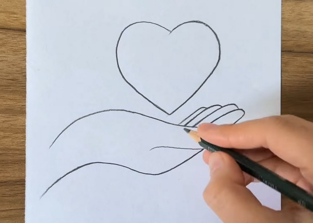 Pencil Drawing of Hand with Heart