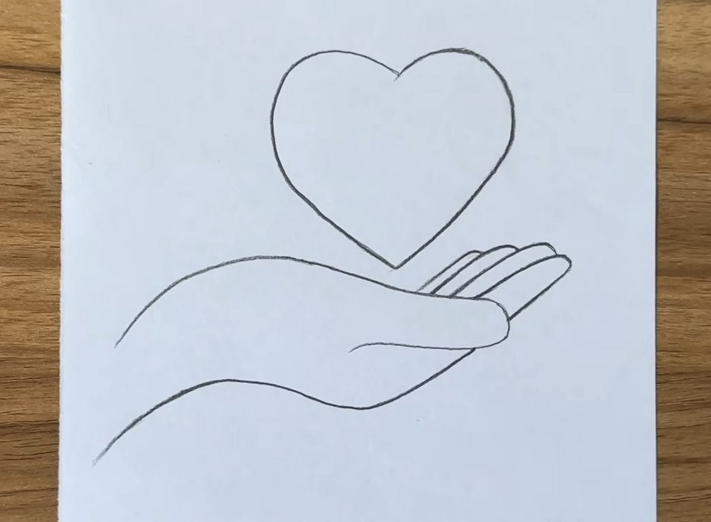 Pencil Drawing of Hand with Heart