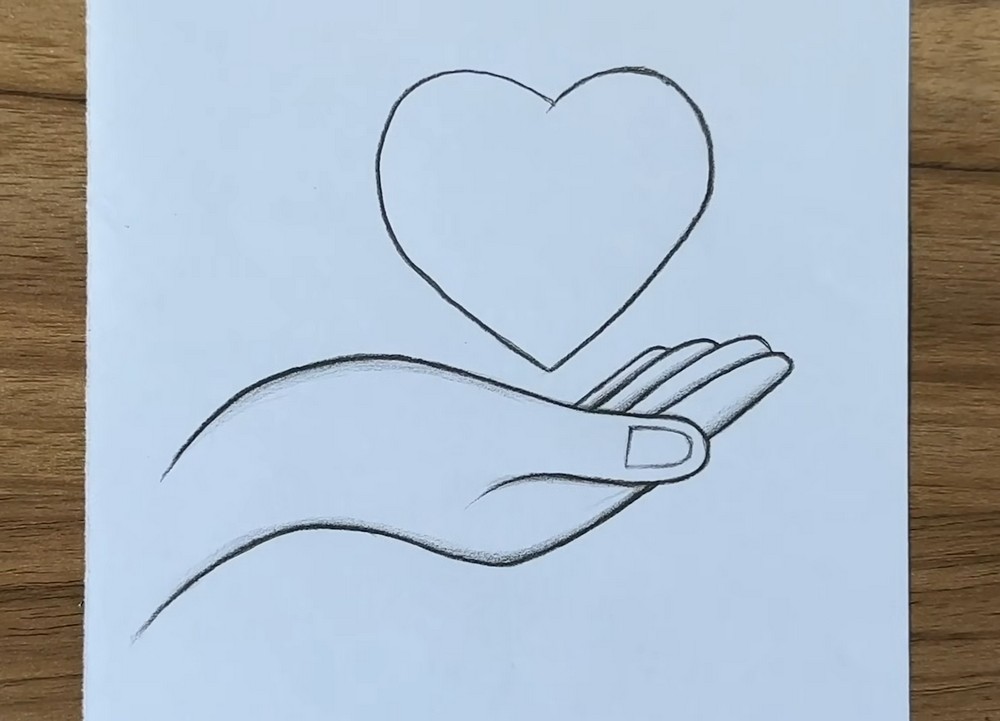 Pencil Drawing of Hand with Heart