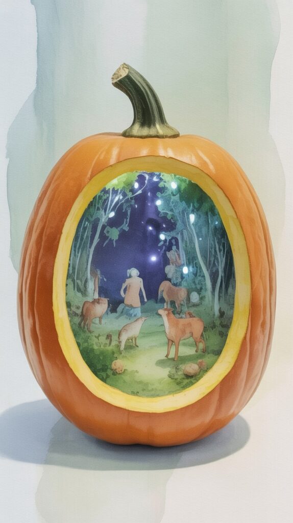 Pumpkin Diorama Shadowbox Art