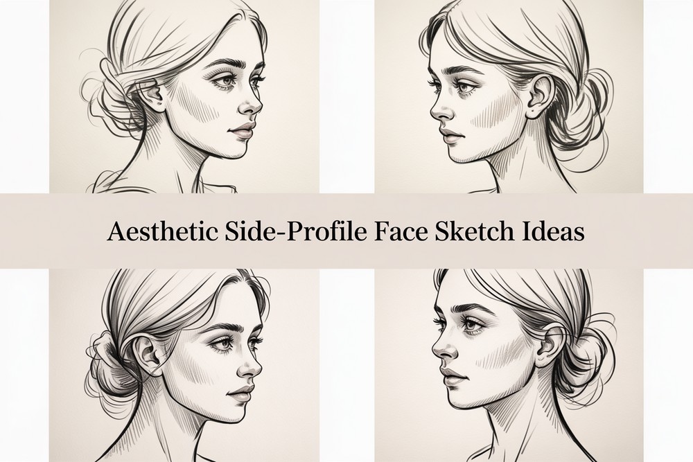 14 Aesthetic Side-Profile Face Sketch Ideas