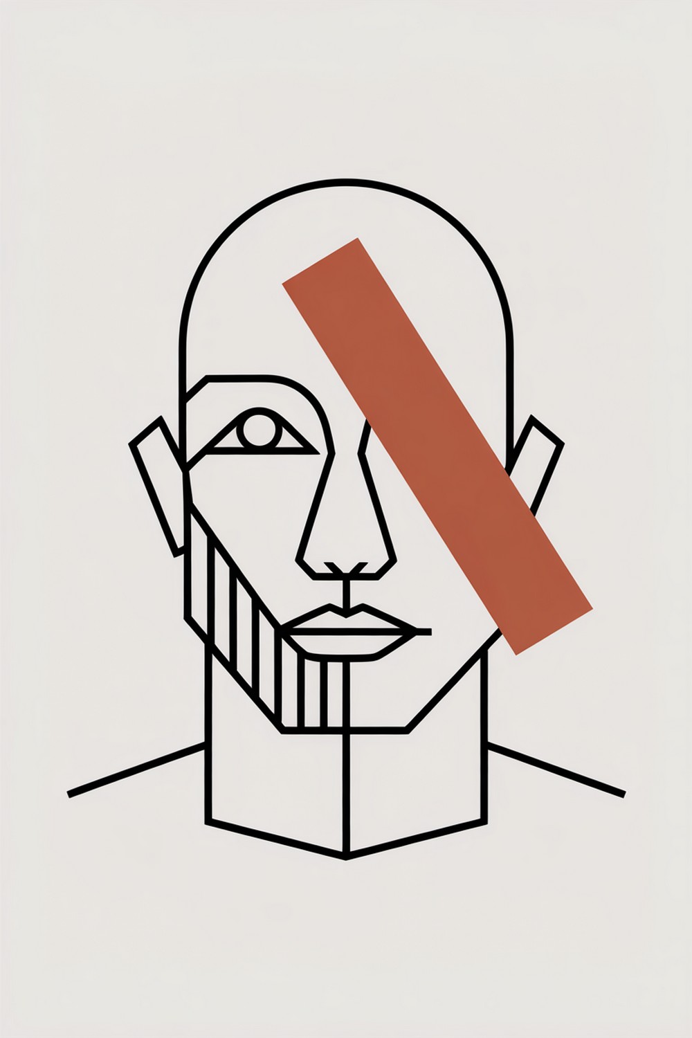 Abstract Geometric Minimalist Line Face Drawing