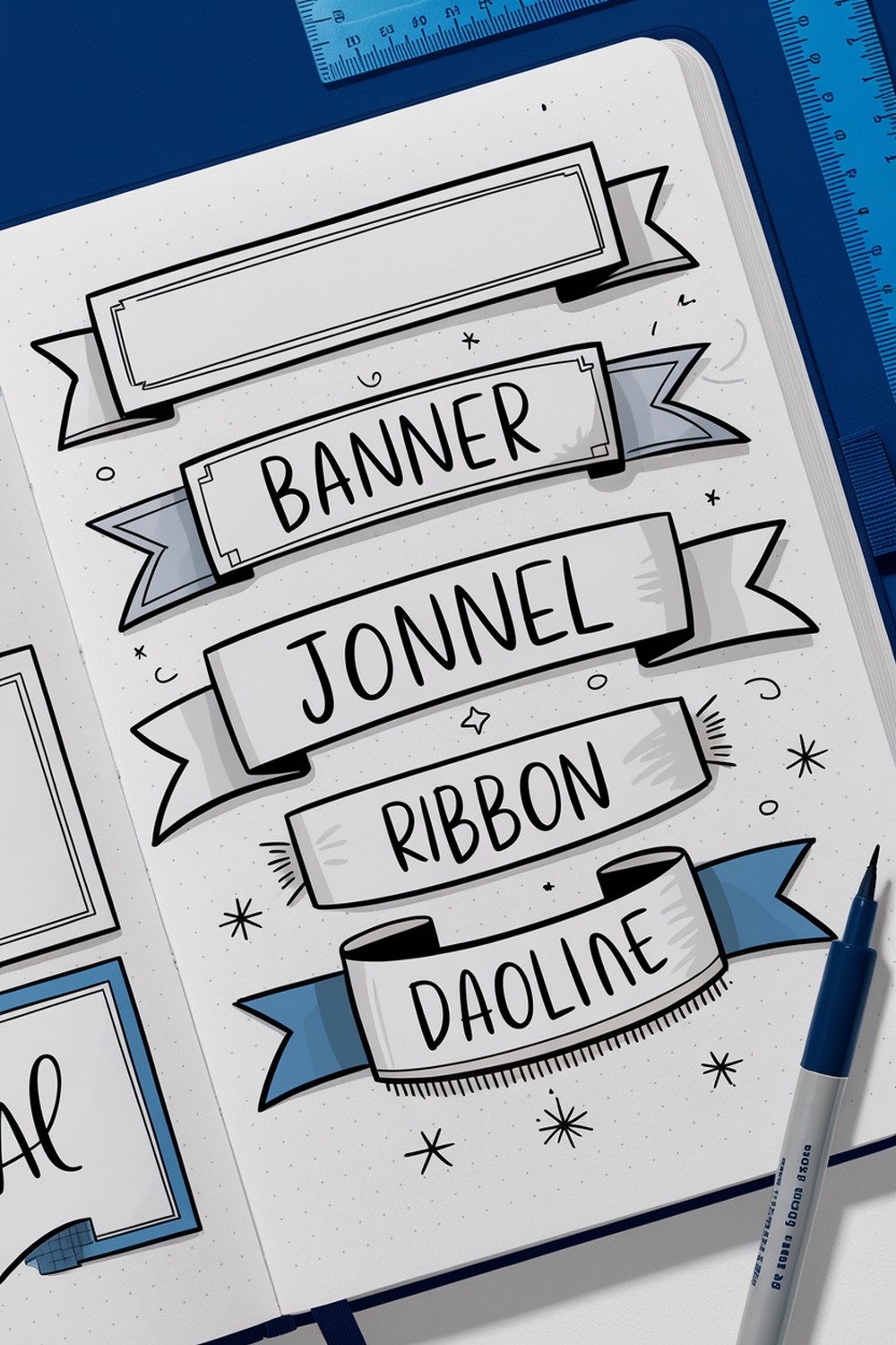 Banner and Ribbon Bullet Journal Doodles Drawings