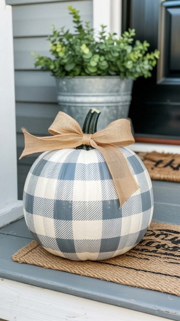 Buffalo Plaid Farmhouse Pumpkin Painting