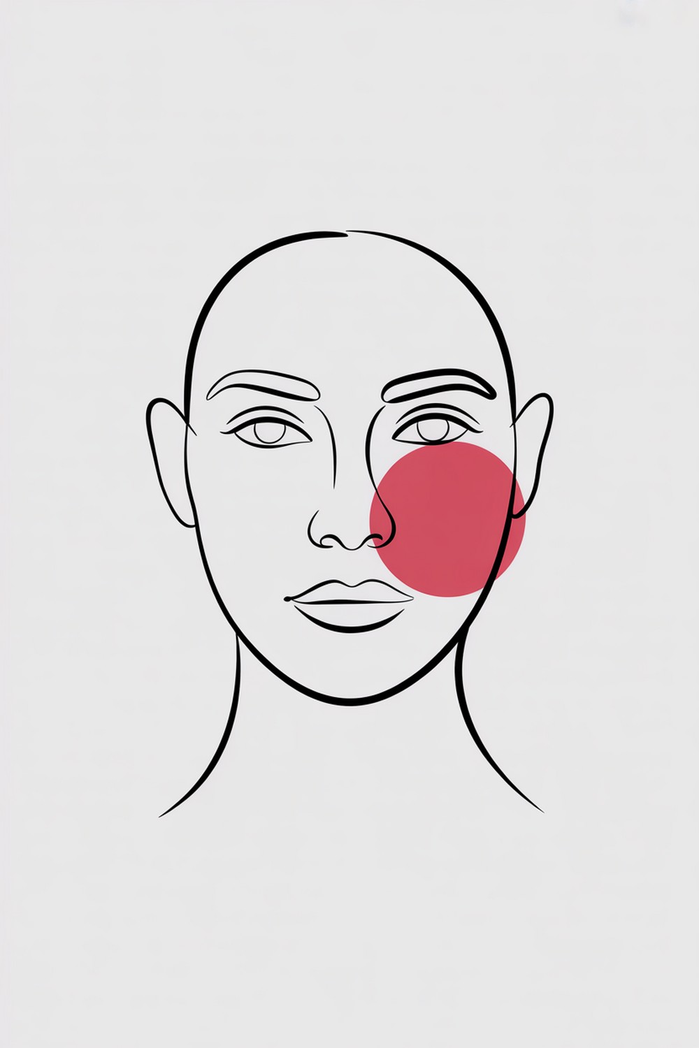 Color Accent Spot Minimalist Line Face Drawing