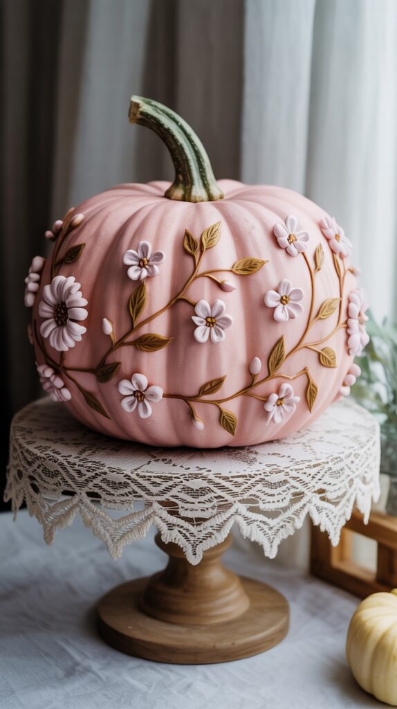 Cottagecore Floral Pumpkin Painting