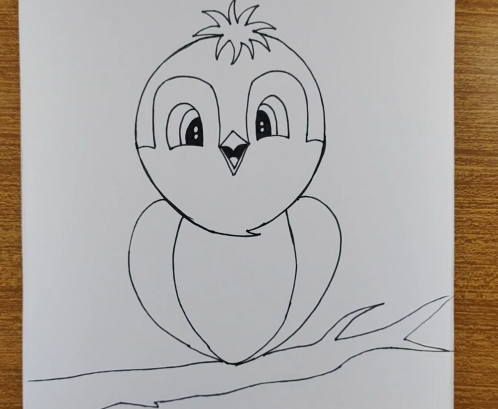 Cute Blue & Yellow Bird Drawing and Coloring Tutorial