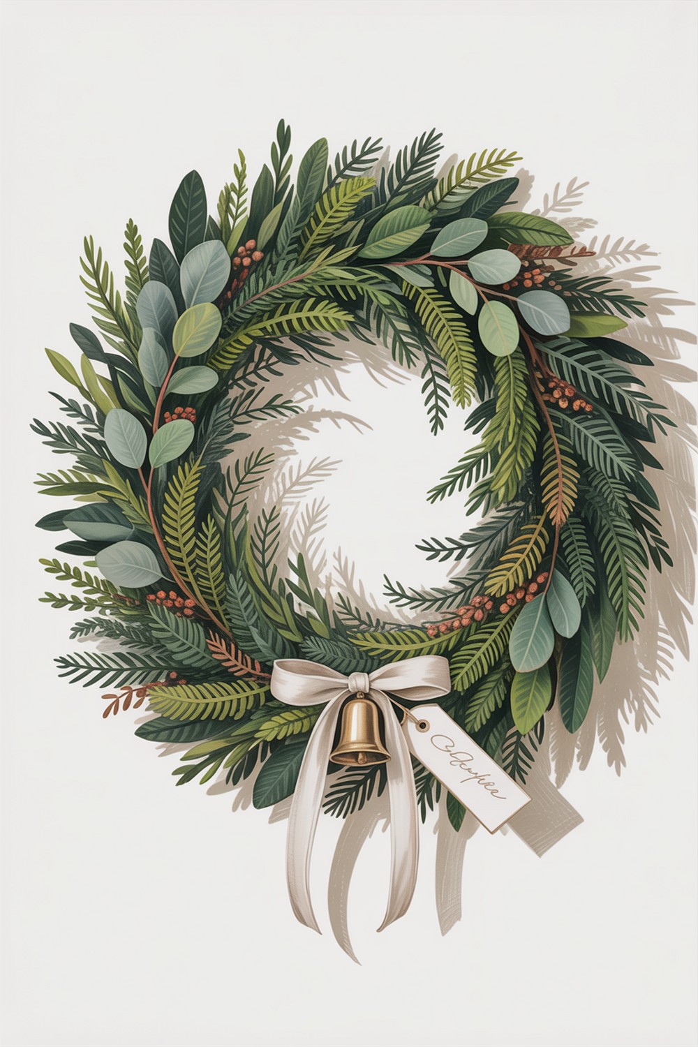 Evergreen Wreath Still Life Winter Aesthetic Drawings