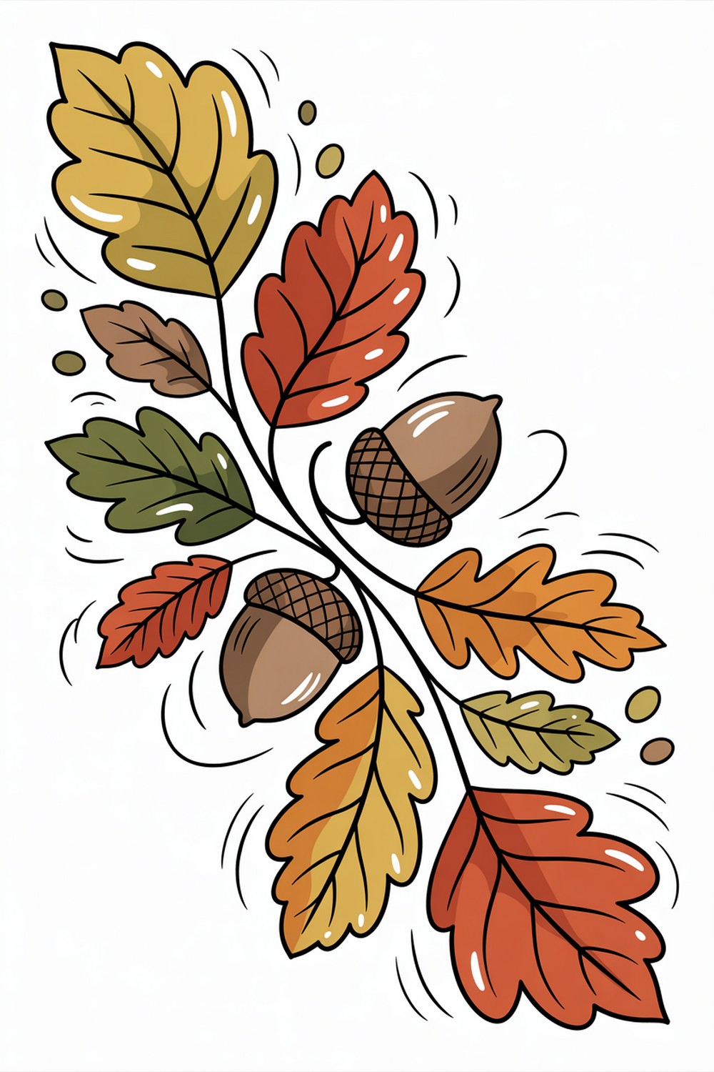 Falling Leaves and Acorns Cozy Fall Doodles