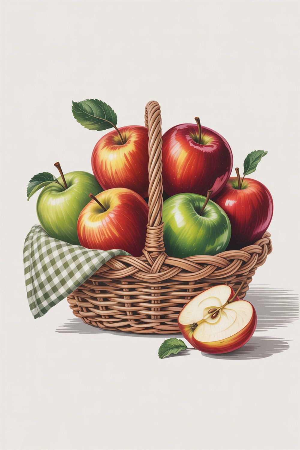 Harvest Basket of Apples Cozy Fall Doodles