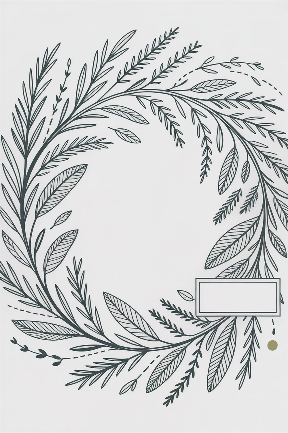 Herb Wreath Botanical Line Art