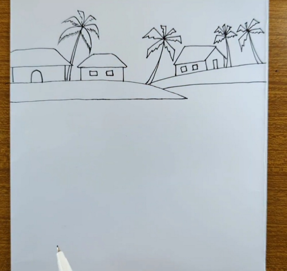 How to Draw & Color Village Scenery