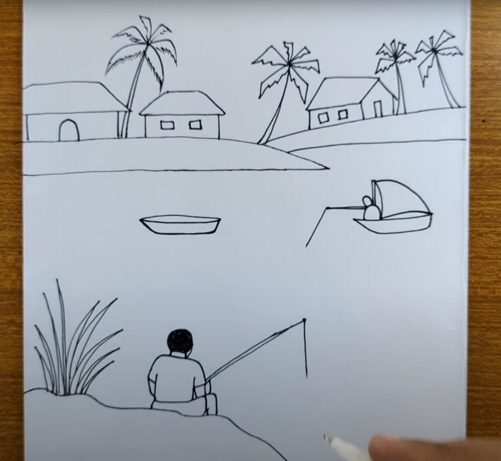 How to Draw & Color Village Scenery