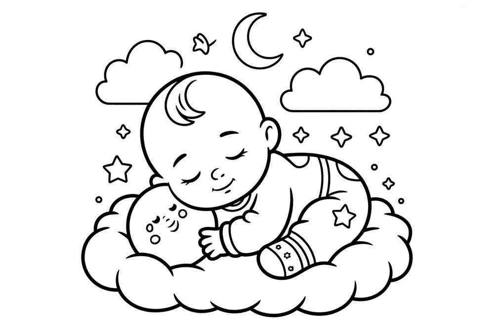 How to Draw a Cute Baby Sleeping on the Clouds