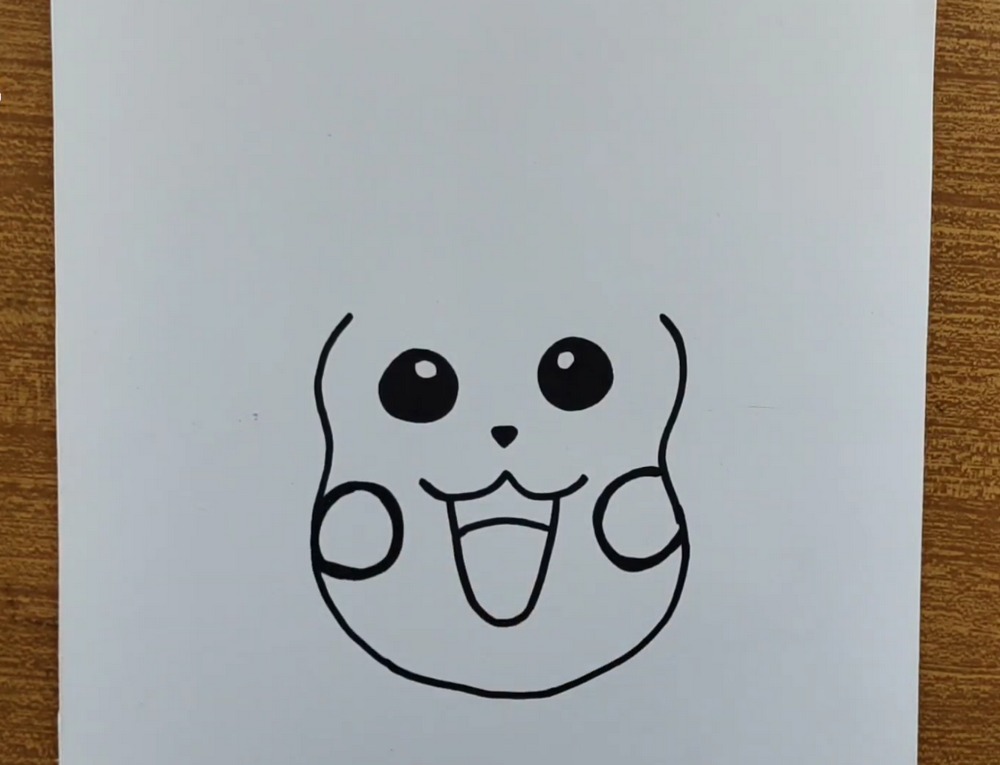 How to Draw and Colour Pikachu Face