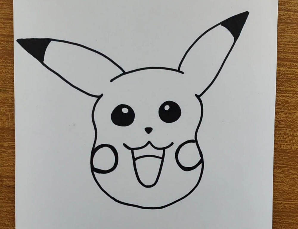 How to Draw and Colour Pikachu Face