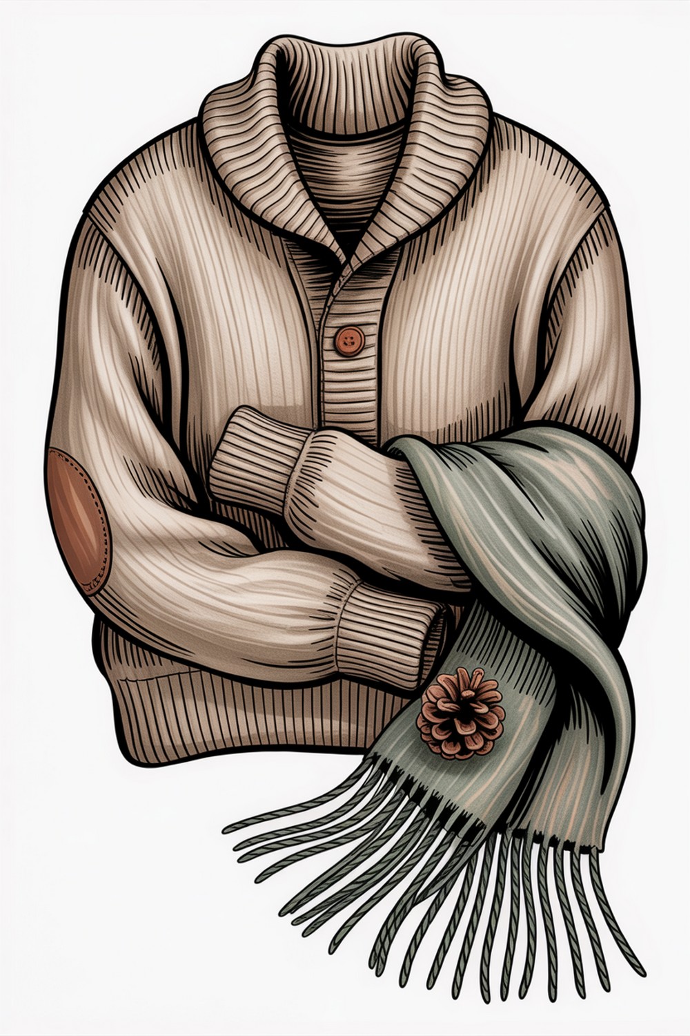 Knit Sweater and Scarf Cozy Fall Doodles