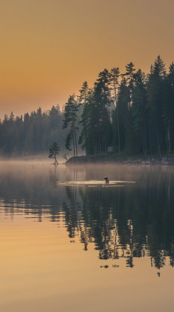 Lakeside Pines at Dusk