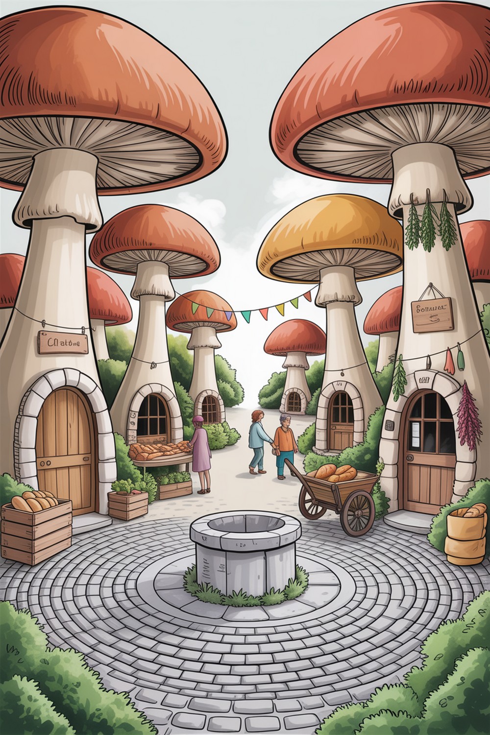 Market Square Mushroom House Sketches