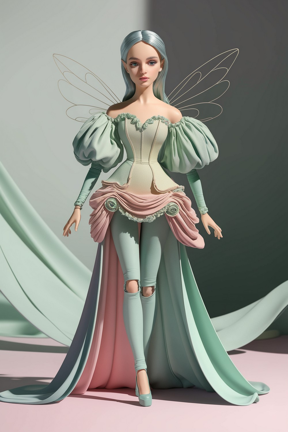 Miniature couture tiny garments, believable folds