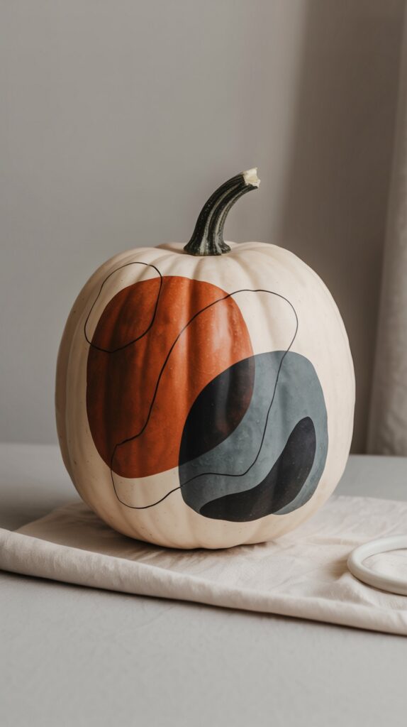Modern Abstract Shapes Pumpkin Painting