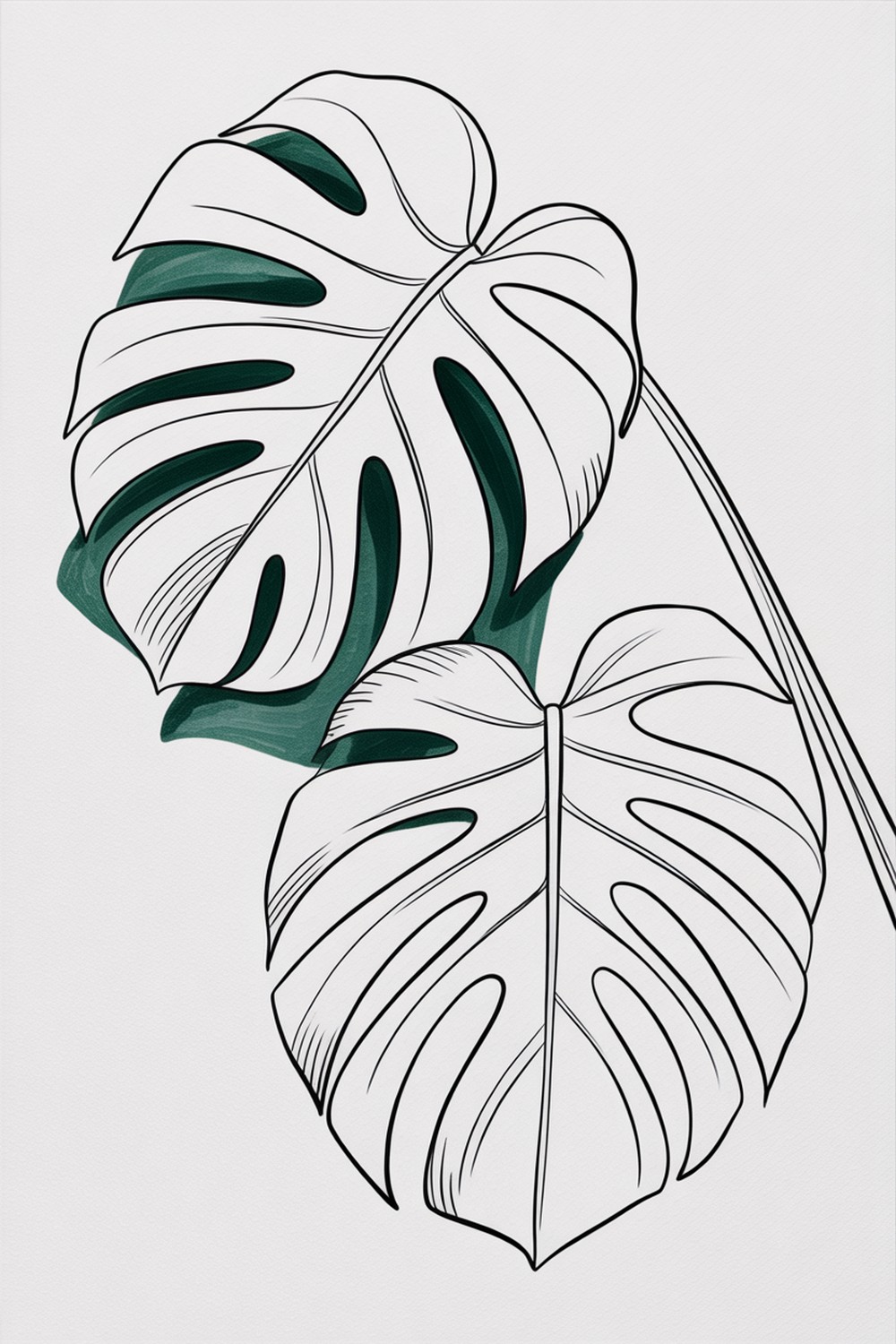 Monstera Leaves Botanical Line Art