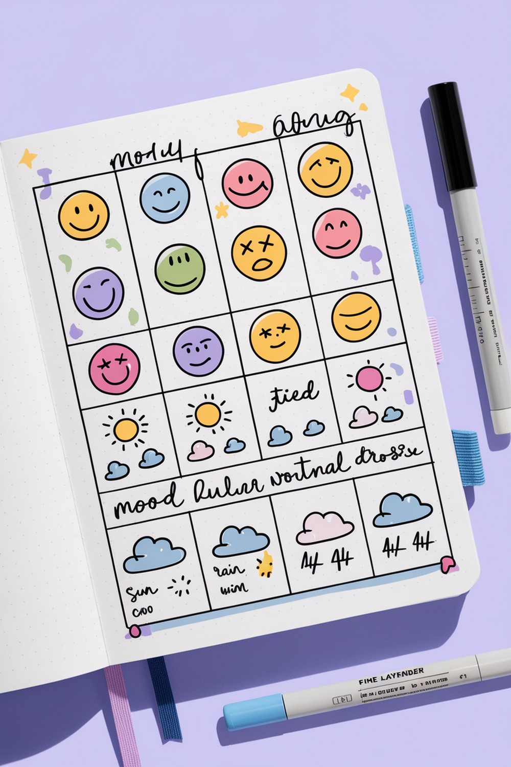 Mood & Weather Bullet Journal Doodles Drawings