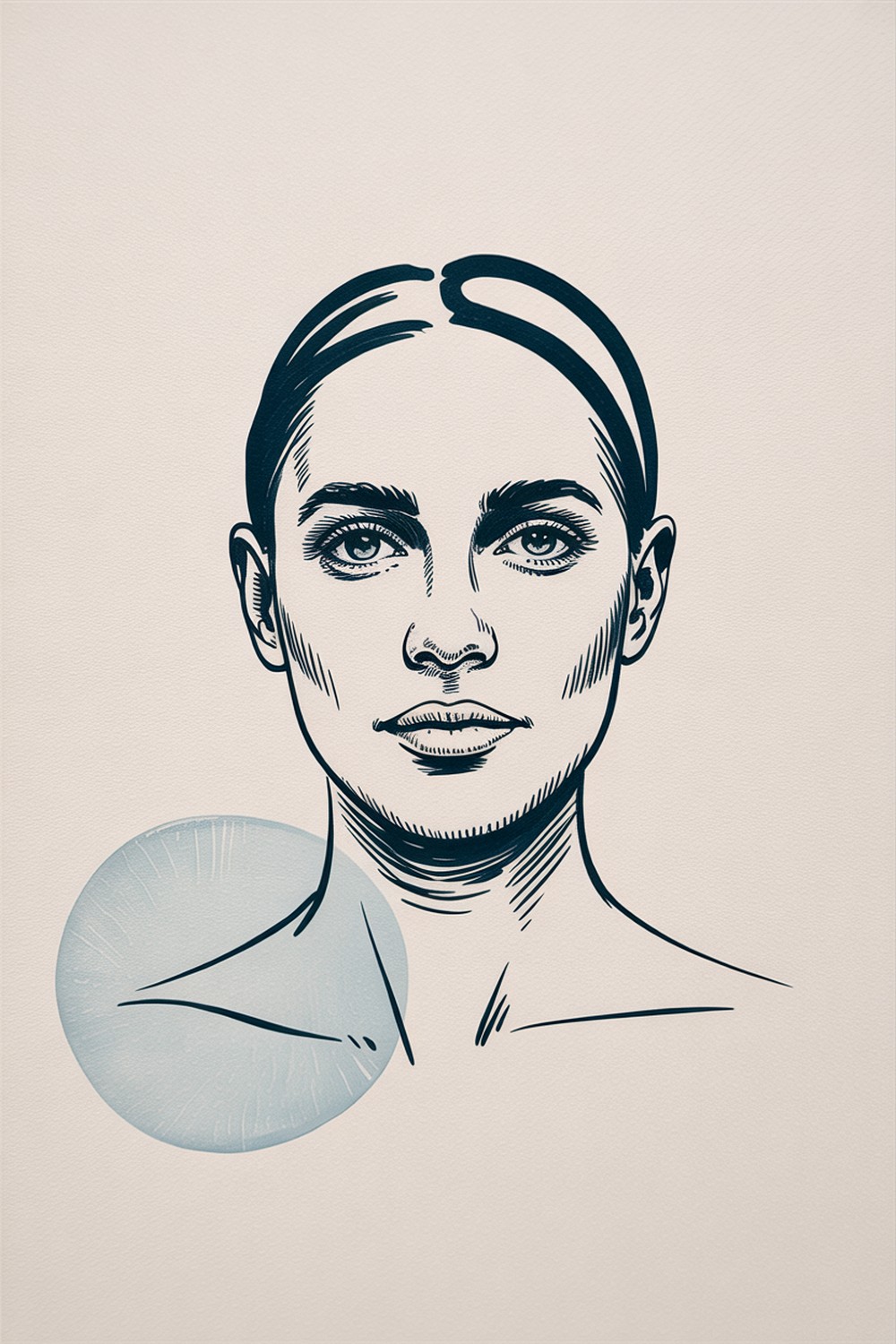 Negative Space Highlights Minimalist Line Face Drawing