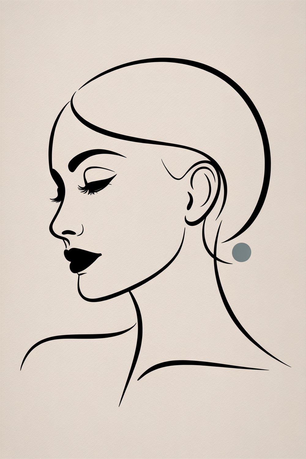 Profile Silhouette Minimalist Line Face Drawing