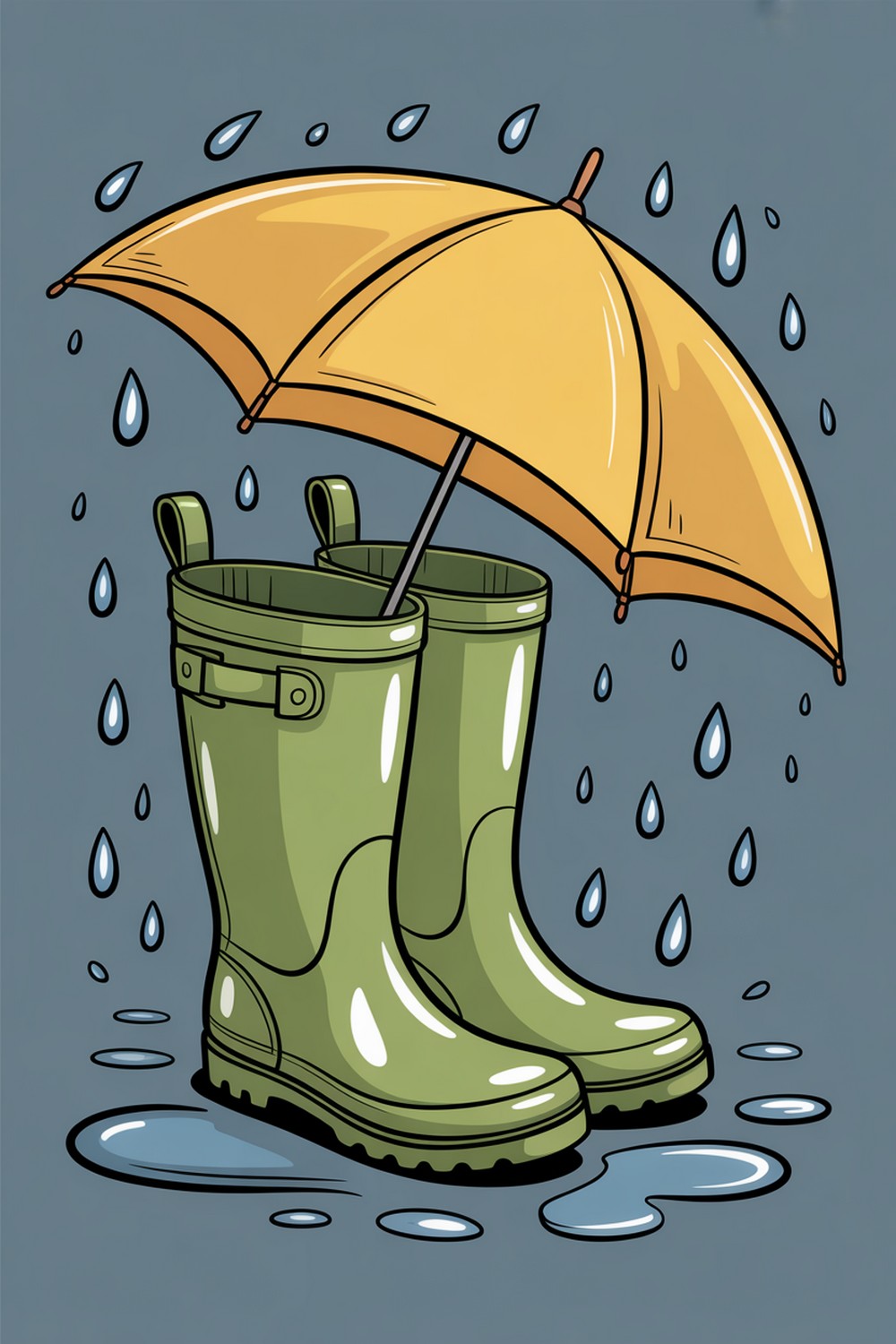 Rain Boots and Umbrella Cozy Fall Doodles