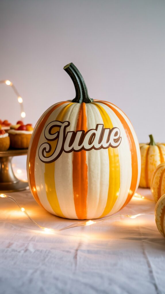 Retro Candy Corn Striped Pumpkin Painting