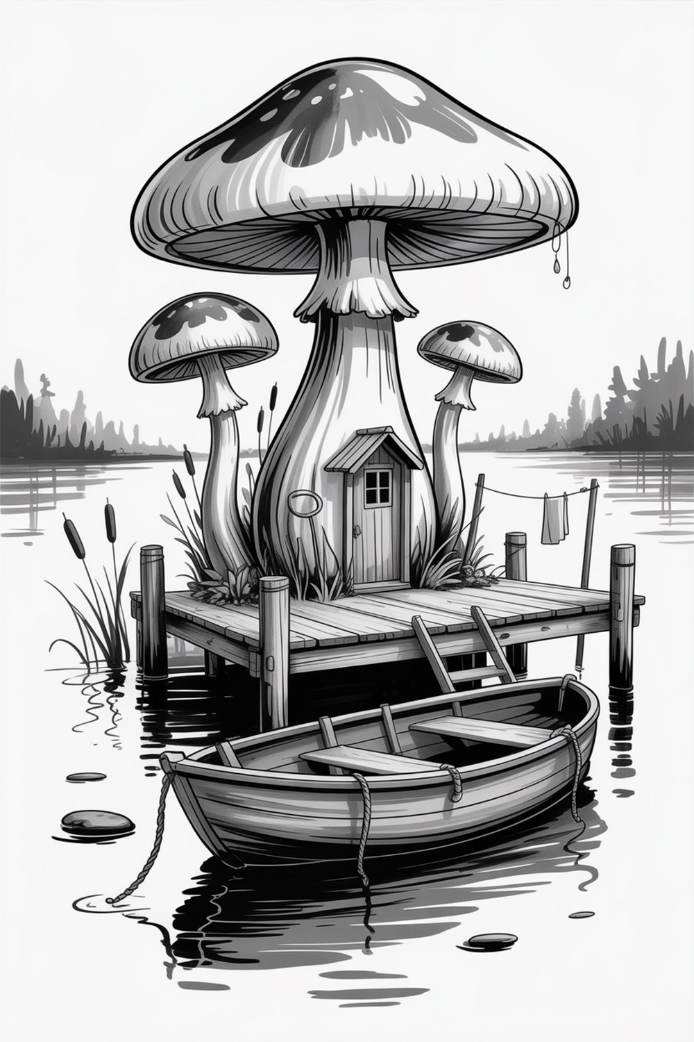 Riverside Dock Mushroom House Sketches